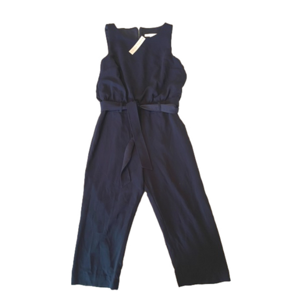 Trina Turk Epoch Sleeveless Belted Back Cape Jumpsuit in Indigo size 8 NWT